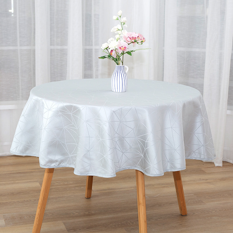 Chiếc khăn trải bàn hình tròn màu xám hình học R160cm