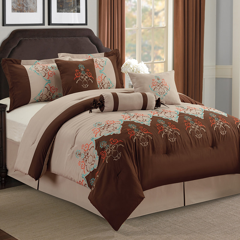 Cherry Brown màu be chải vải thêu tấm chăn