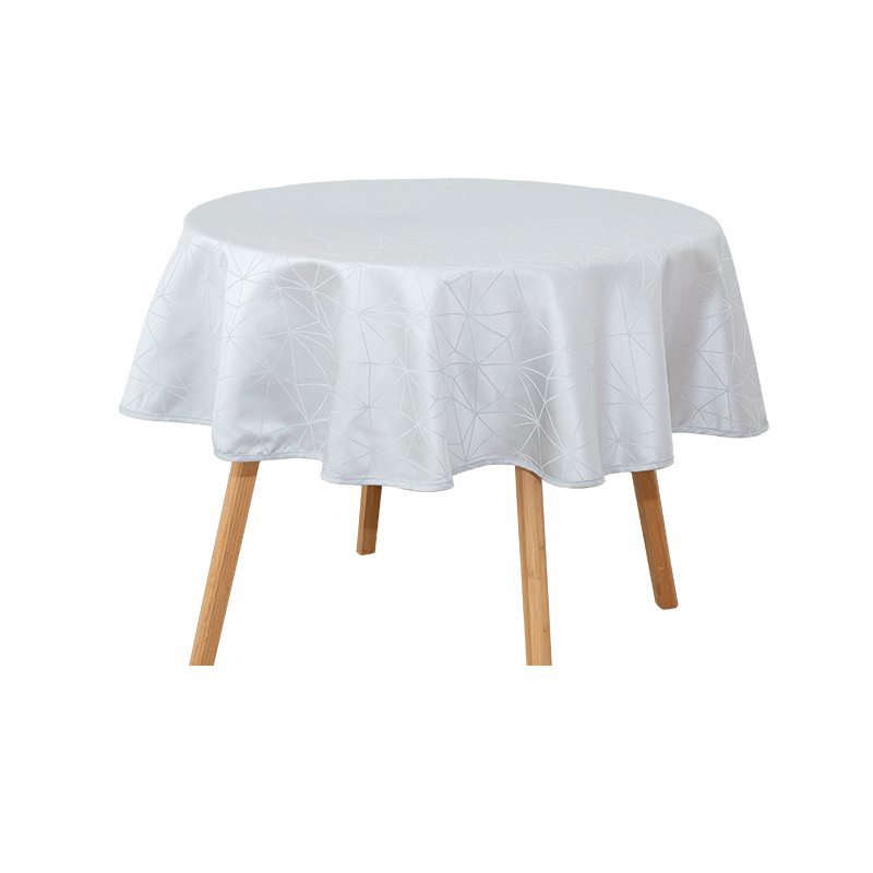 Chiếc khăn trải bàn hình tròn màu xám hình học R160cm