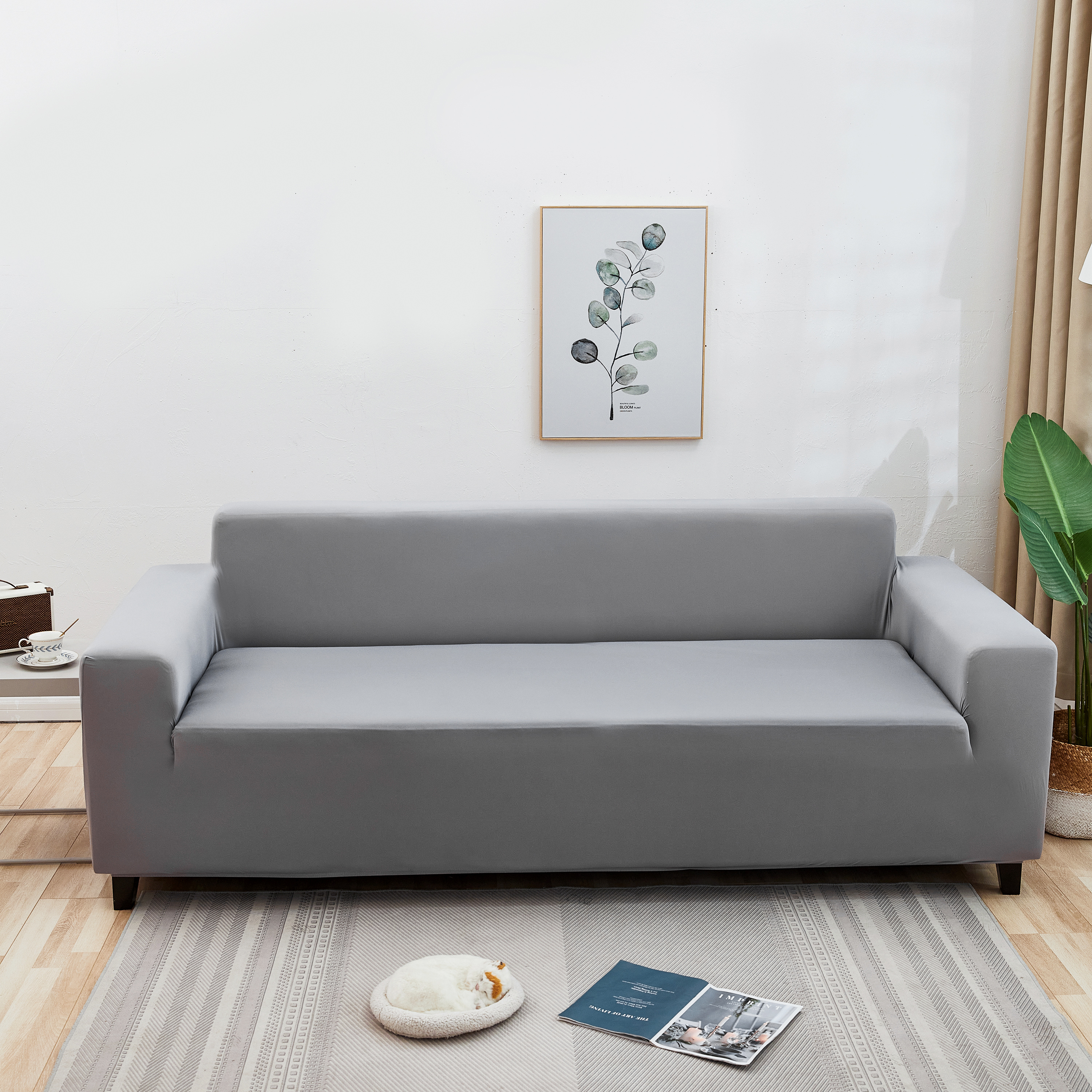 Vỏ sofa đàn hồi màu xám polyester microfiber