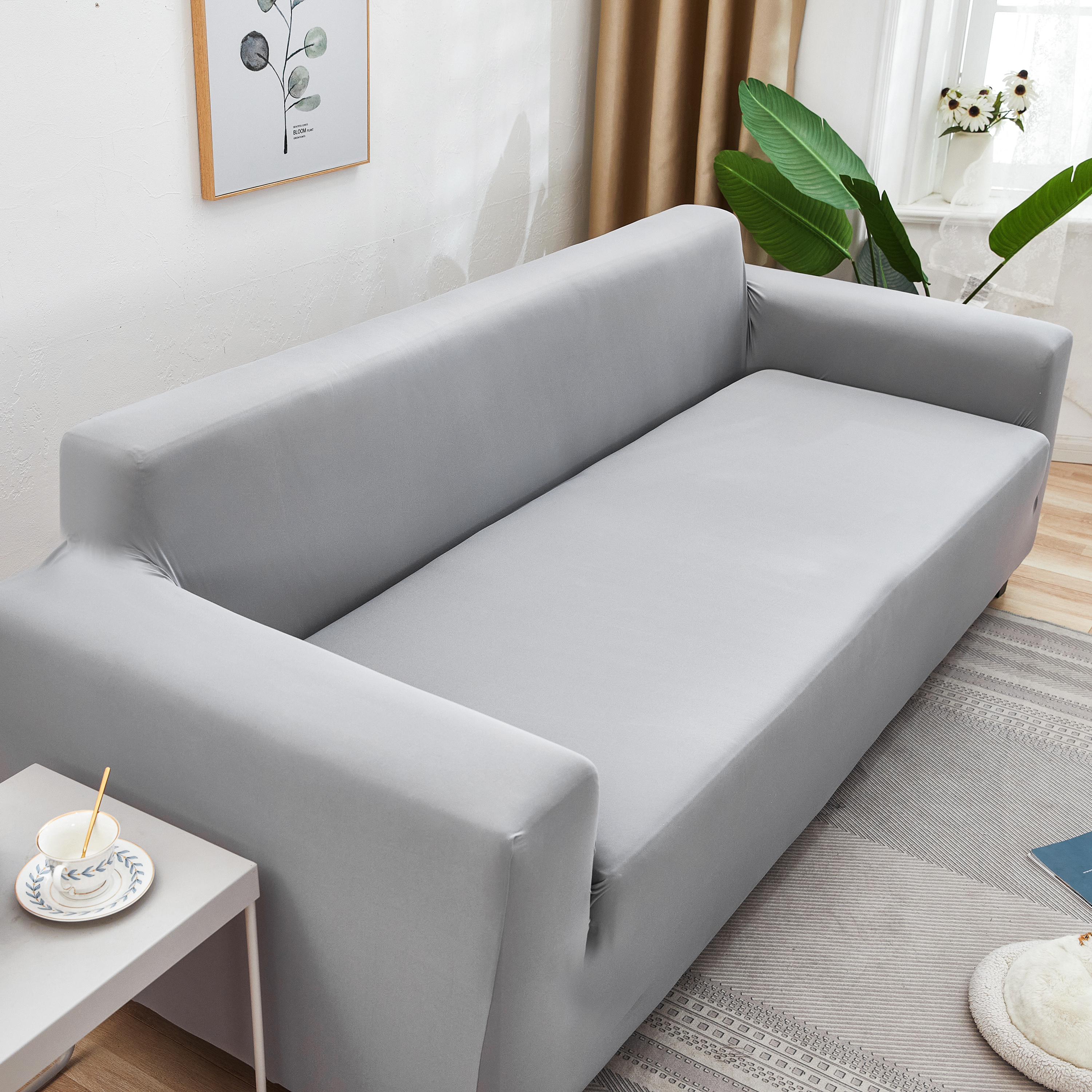 Vỏ sofa đàn hồi màu xám polyester microfiber